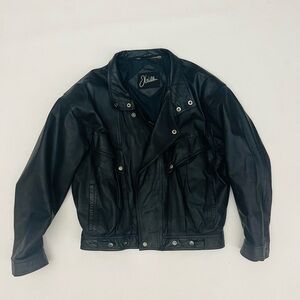 VTG J Walden Black 100% Leather Full Zip Bomber Jacket Men’s 40